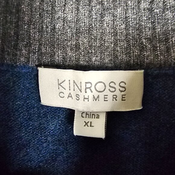 Kinross Cashmere Mens Teal Quarter-Zip Sweater XL Quiet Luxury Academia Preppy - Picture 5 of 8